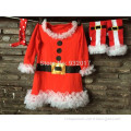 2014 new chirstmas baby girls santa clause dress with leg warmers and cotton headband set